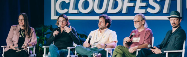Group of speakers on stage at Cloudfest